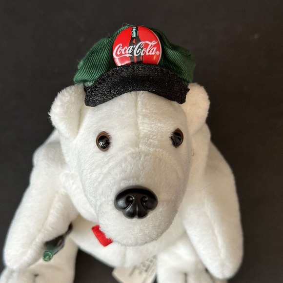Coca Cola 1997 Bean Bag Polar Bear w/Cap/Bottle/Bow Tie Stuffed Animal Plush VTG - Picture 7 of 12